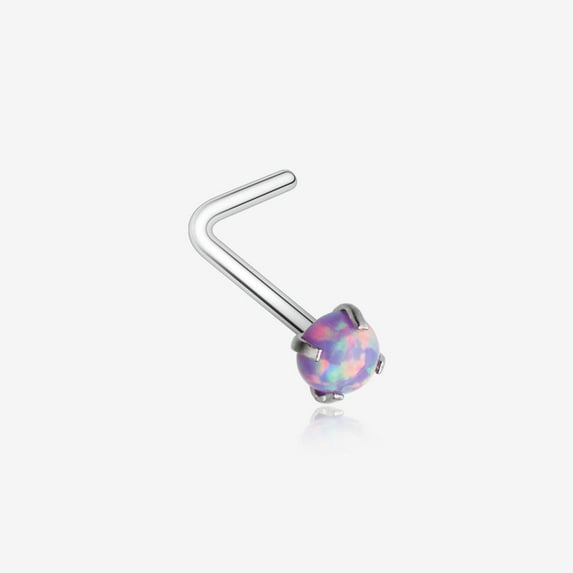 Fire Opal Sparkle Prong Set L-Shaped Nose Ring