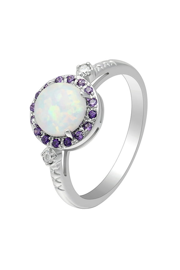 Fire Opal Statement Ring for Women Purple Cz Ginger Lyne Collection