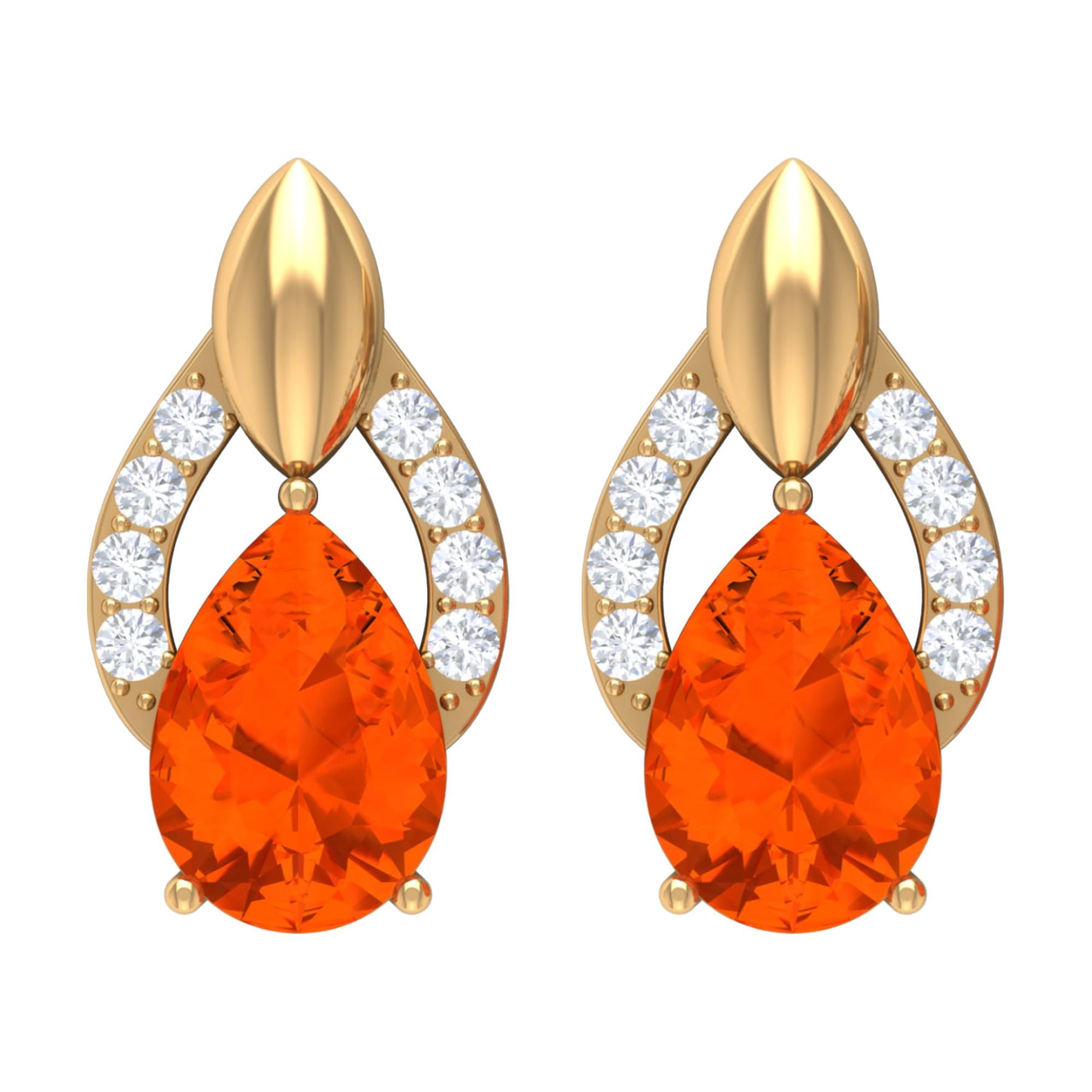 10k Gold Fire Opal Stud Earrings fashion