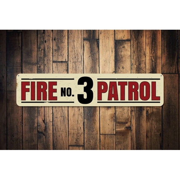 Fire Patrol Number Sign Fire Station Sign Custom Firehouse Gift Firefighter Man Cave Decor - Decorations - Size: 16 x 4 Inches