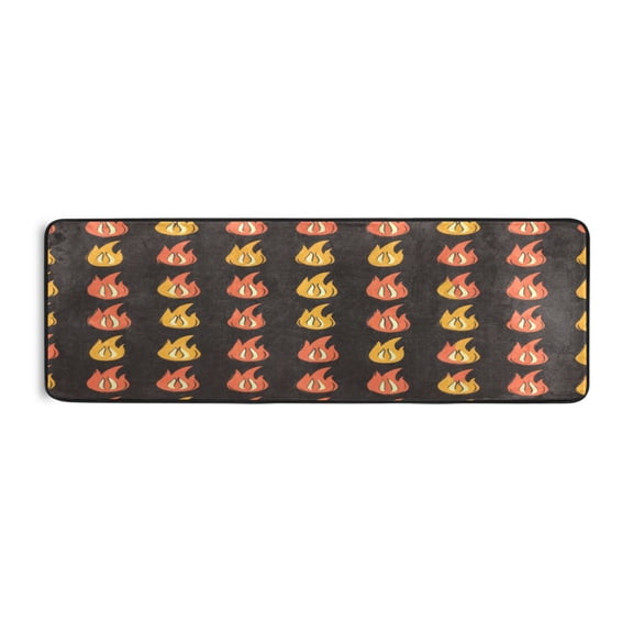Fire Pattern 72x24" Runner Rug, Non-Slip Memory Foam Cushion, Anti-Crease for Hallways and Bedrooms