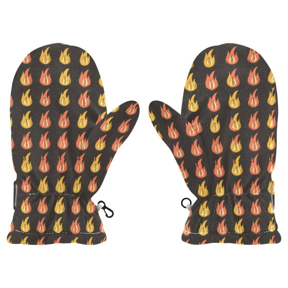 Fire Pattern Cold Weather Mittens Cozy Gloves with Adjustable Fit Perfect for Outdoor Fun