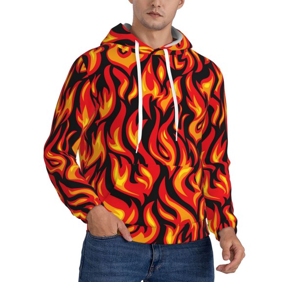 Fire Pattern Hoodie Men Unisex 3d Fleece Hooded Sweatshirt X-Small