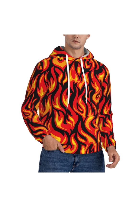 Fire Pattern Hoodie Men Unisex 3d Fleece Hooded Sweatshirt X-Small