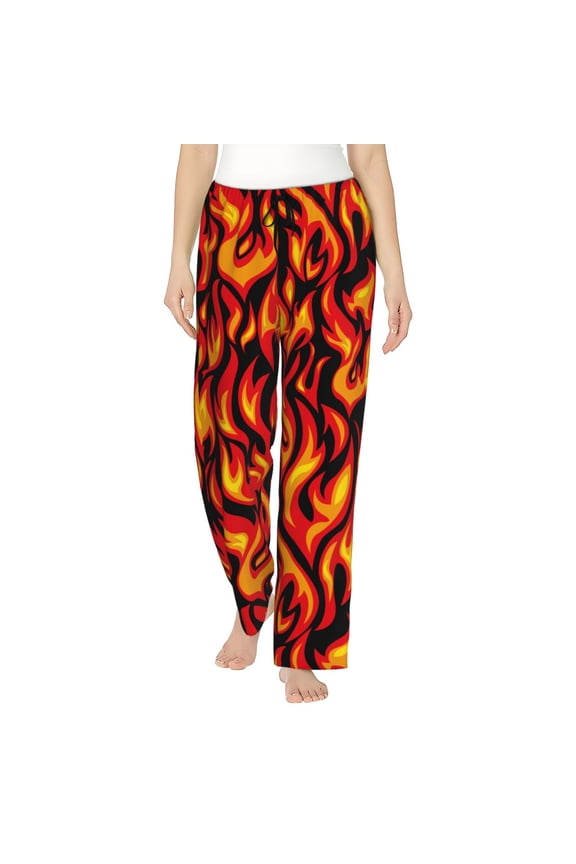 Fire Pattern Women'S Pajama Pants Drawstring Pj Bottoms Pants With Pockets X-Large