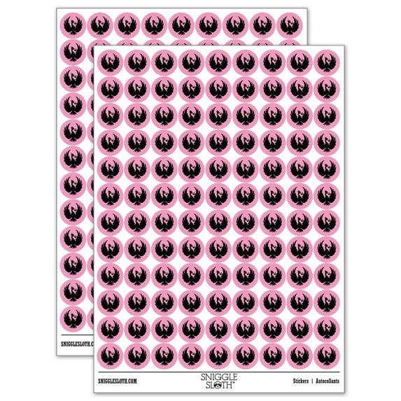 Fire Phoenix Bird Rising 200+ Round Stickers - Light Pink - Gloss Finish - 0.50" Size