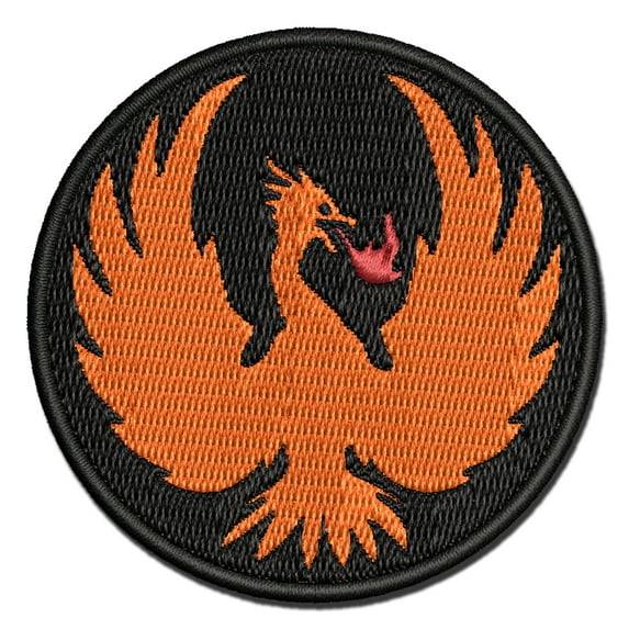 Fire Phoenix Bird Rising Applique Multi-Color Embroidered Iron-On Patch - 3.5 Inch Large