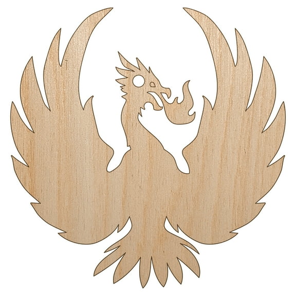 Fire Phoenix Bird Rising Wood Holiday Christmas Tree Ornament Unfinished DIY Pre-Drilled Craft