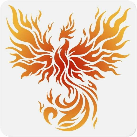 Fire Phoenix Bird Stencil for Painting 11.8"x11.8" Plastic Winged Phoenix Stencil Drawing Template DIY Craft Paint Template for Wall Home Decor Wood Burning Card Canvas Fabric Journal Paper for DIY