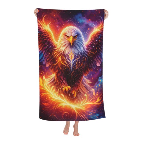 Fire Phoenix Eagle Fantasy Flame Bird Bath Towel Soft and Highly Absorbent for Adults