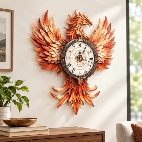 Fire Phoenix Wooden 3D Puzzle Clock DIY Model Kit for Adults