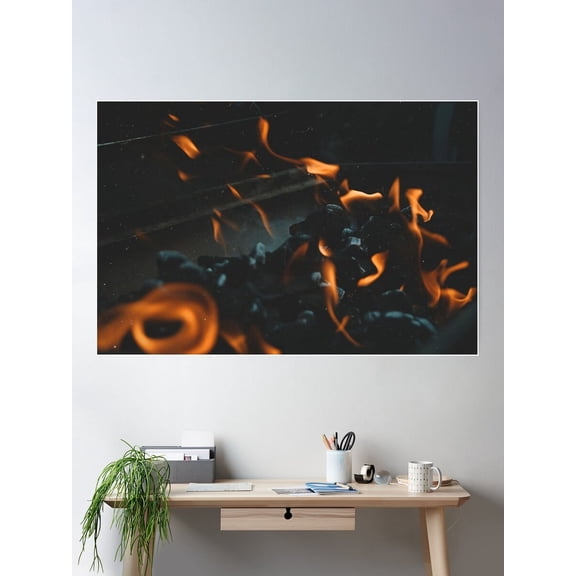 Fire Photography Poster Wall Art, Modern Wall Decor For Living Room Bedroom, 16x24 UNFRAMED