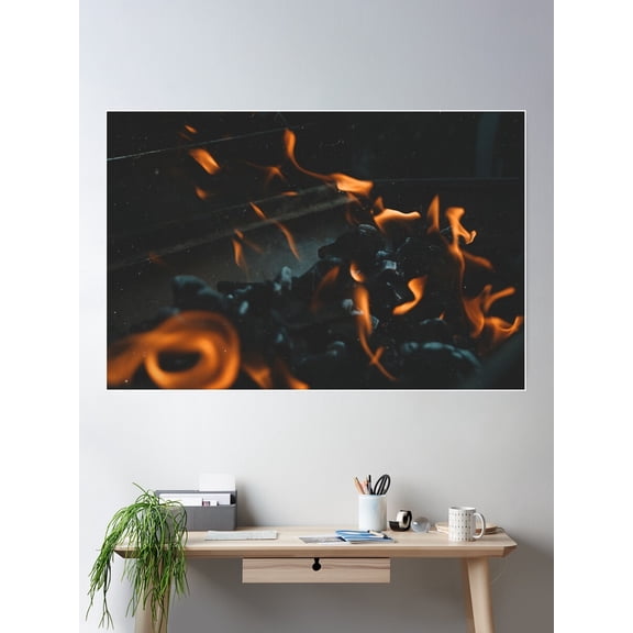 Fire Photography Poster Wall Art, Modern Wall Decor For Living Room Bedroom, 8x12 UNFRAMED