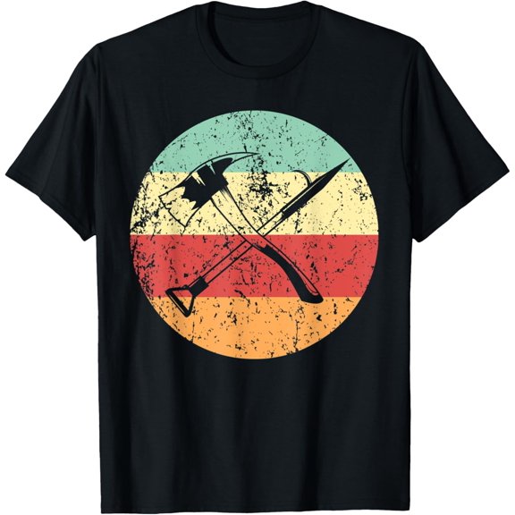 Fire Pick Axe Firefighter Cool Retro 1970's Style Circle T-Shirt
