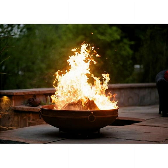 Fire Pit Art Emperor-Match Lit - NG 14 x 37.5 in. 200K BTU Emperor Penta Fire Pit, Iron Oxide Patina - Match Lit - Natural Gas
