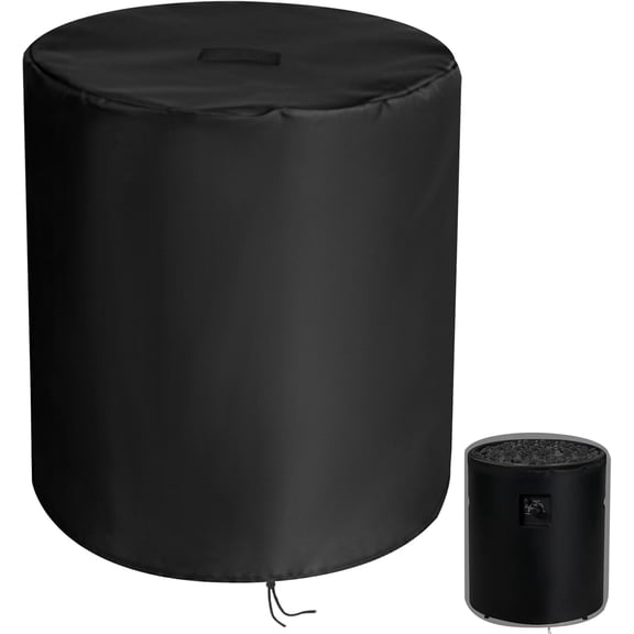 Fire Pit Cover, 24inch Round Fire Pit Cover for Outdoors Gas Firepit Table Waterproof Propane Gas Fire Pit Column Cover Outdoor Propane Pit Cover24" D x 27" H