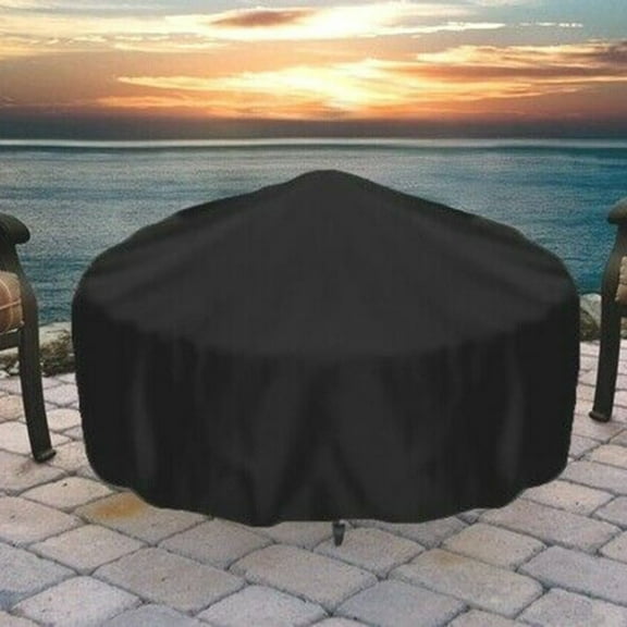 Fire Pit Cover 30 Inch, Round Fire Bowl Cover Heavy Duty Waterproof, Outdoor Firepit Table Cover, Patio Ottoman Cover, Fade Resistant Material, All Weather Protection, 30" Dia x 12" H, Black