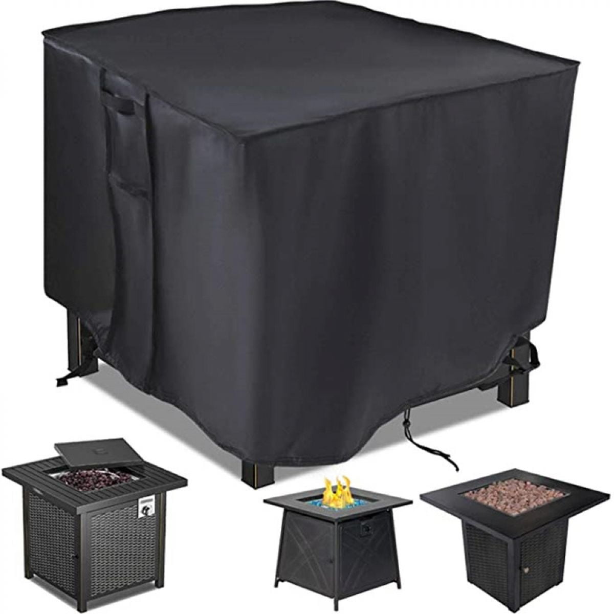 Fire Pit Cover, 40 Inch Fire Pit Cover, Square Gas Fireplace Fire Pit Table Cover For Propane Fire Pit