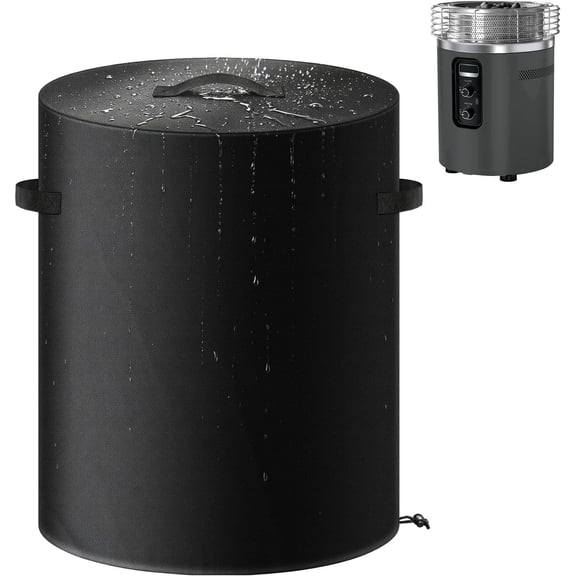 ABCKEY Round Fire Pit Cover 24 in with 600D Oxford Waterproof Fabric, PVC Backing, Dual Handles, Adjustable Drawstring Hem