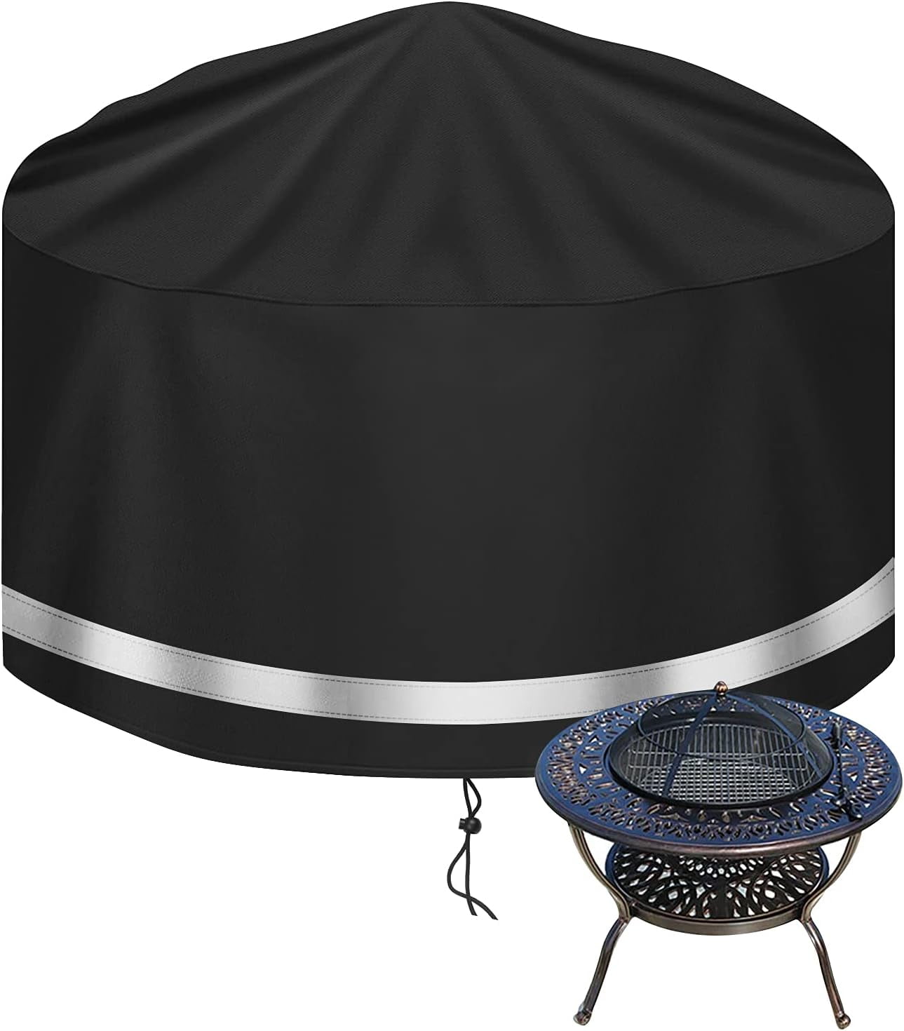 Fire Pit Cover, Oxford Fabric Waterproof Universal Size Dustproof UV Resistant Heavy Duty Cover for Outdoor Patio