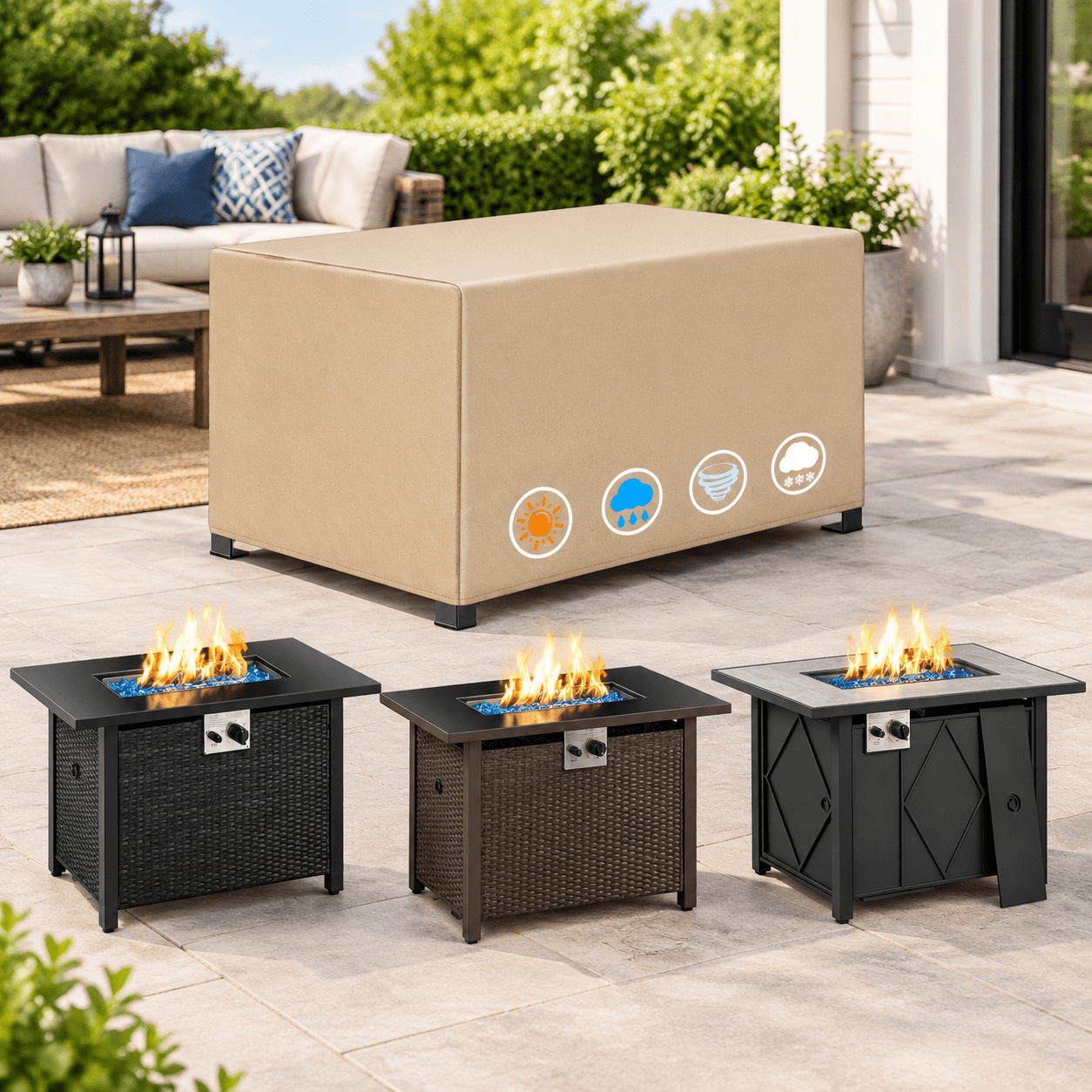 Fire Pit Cover Rectangular 48 Inch - Outdoor Table Rectangle Heavy Duty ...