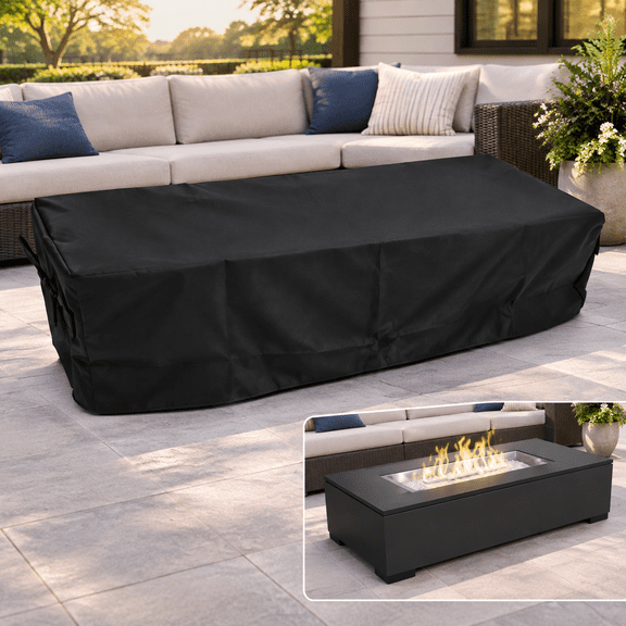 Fire Pit Cover Rectangular Tabletop Outdoor Patio Fireplace Protection Cover, Oxford Fabric with PVC Coating, Waterproof, All Weather Resistant 19.54.54/28.598.5 inch (28.5"L9"W8.5"H)