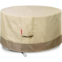 Fire Pit Cover Round 44" D x 24" H Waterproof 600D Heavy Duty Patio Gas Fire Pit Cover,Large Shelter Fits 40-44 Inch Outdoor Firepit Table Beige