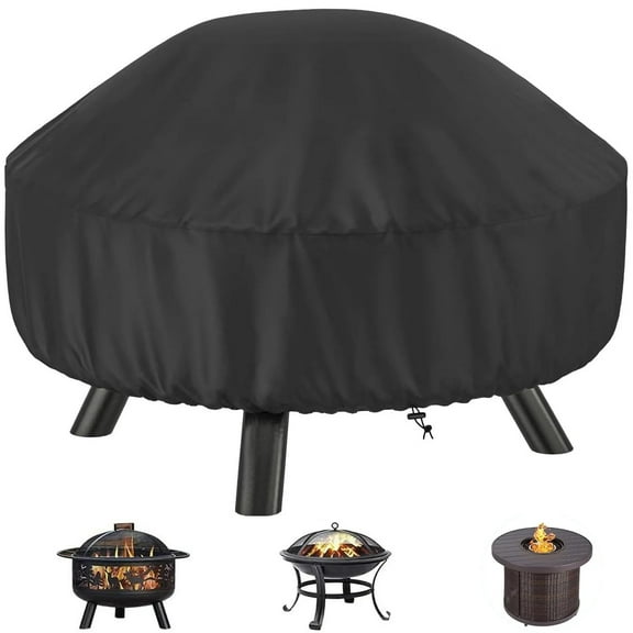 Fire Pit Cover Round for Fire Pit 22- 34 Inch, Waterproof Outdoor FirePit Cover, Full Coverage Patio Round Fire Pit Cover, Dustproof Anti UV and Tear Resistant