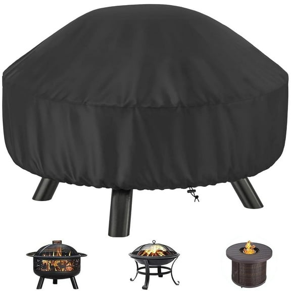 Fire Pit Cover Round for Fire Pit 22- 36 Inch, Waterproof Outdoor FirePit Cover, Full Coverage Patio Round Fire Pit Cover, Dustproof Anti UV and Tear Resistant