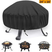 Fire Pit Cover Round for Gas Fire Pit Cover Fits 28/30/32/34 inch Outdoor Fireplace Cover,Heavy Duty Outdoor Fire Pit Cover Solo Stove Cover Full Coverage,Waterproof,Dust Proof,Anti UV,Fit All Seasons