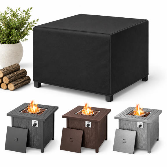 Fire Pit Cover Square 32 Inch - Outdoor Firepit Heavy Duty & Waterproof 600d Patio Table Gas Accessories Fit 32" Yaheetech 32 X 3