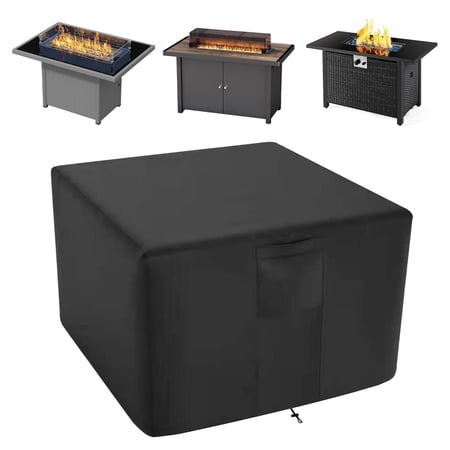 Fire Pit Cover Square for Propane Fire Pit Table,Patio Outdoor Cover Heavy Duty Fabric with PVC Coating,100% Waterproof,Anti-Crack,for 28-32 inch Fire Pit/Table Cover,32”L x 32”W x 24”H,Black