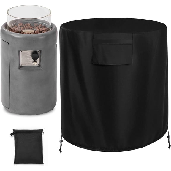 Fire Pit Cover with Air Vents and Handles, Adjustable Drawstring, Heavy-Duty Weather-Resistant Oxford Fabric with Storage Bag