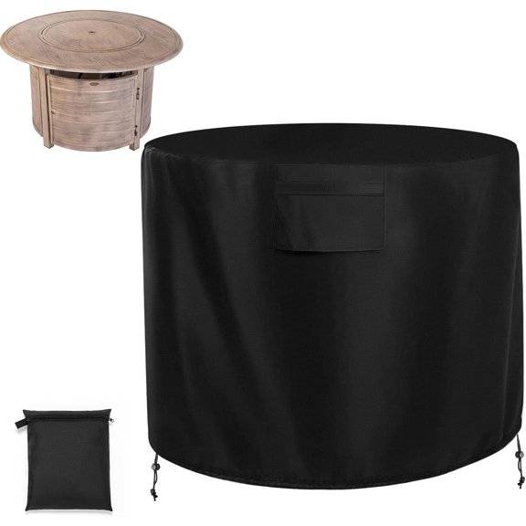 Fire Pit Cover with Air Vents and Handles, Adjustable Drawstring, Heavy-duty Weather-resistant Oxford Fabric with Storage Bag