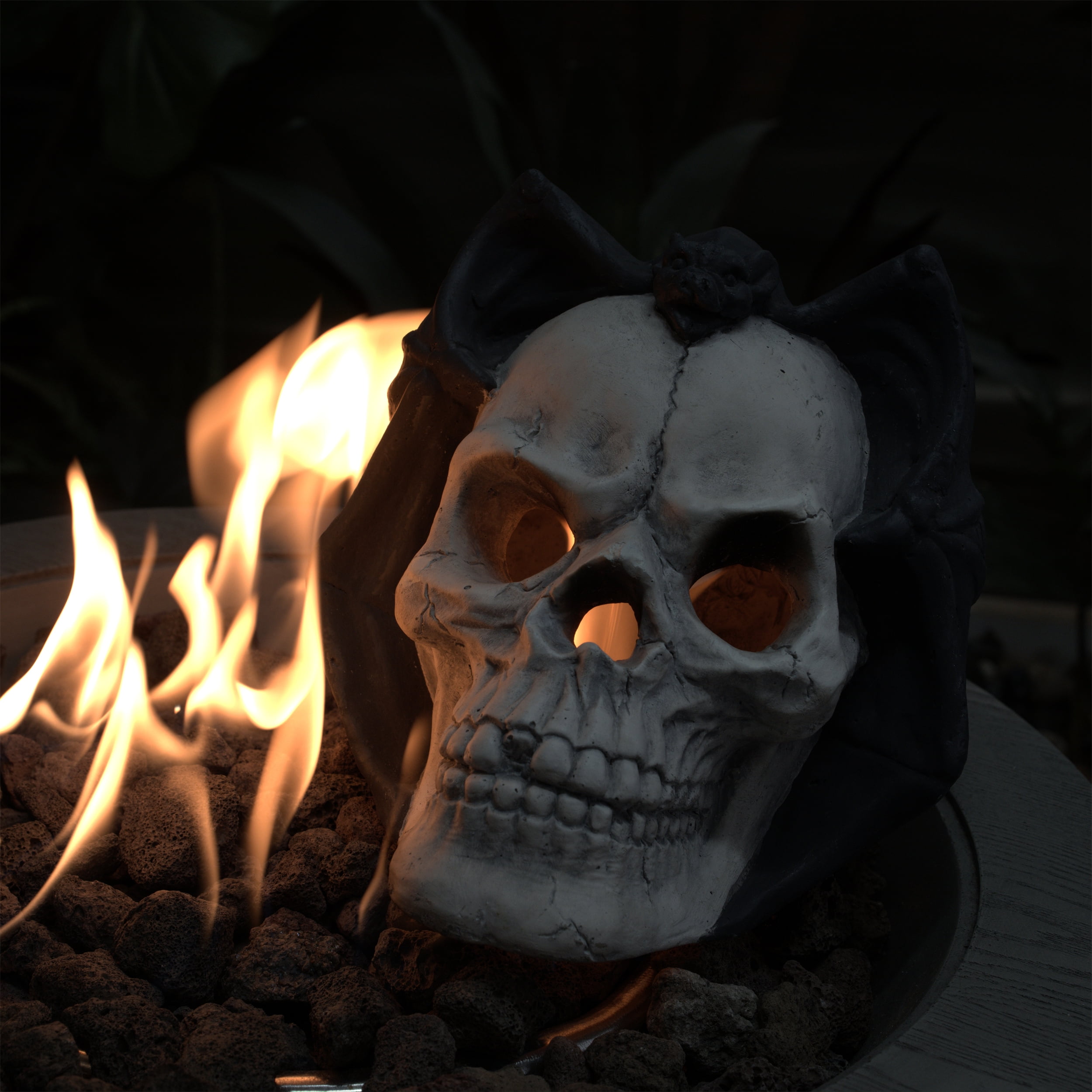 2pc Ceramic Fireplace Skull Firepit Skeleton Fire Log Fall Halloween Decor Set 2pc Ceramic Fireplace Skull Firepit Skeleton Fire Log Fall Halloween Decor Set
