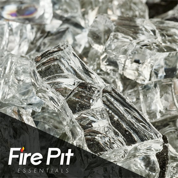 Fire Pit Essentials; Fire Glass 1/2" White Cloud Reflective, 10 Pounds