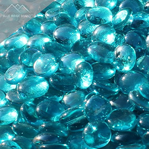 Fire Pit Glass - Aqua Blue Reflective Fire Glass Beads 3/4" - Reflective Fire Pit Glass Rocks - Blue Ridge Brand™ Reflective Glass Beads for Fireplace and Landscaping