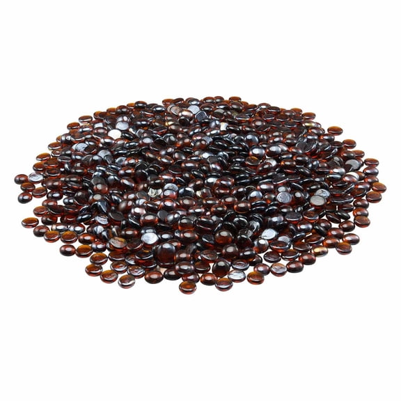 Fire Pit Glass Beads, 10LBS Reflective Fireplace Rocks for Fire Pit Table, High-Temperature Resistant Smokeless Landscaping Stones in Amber