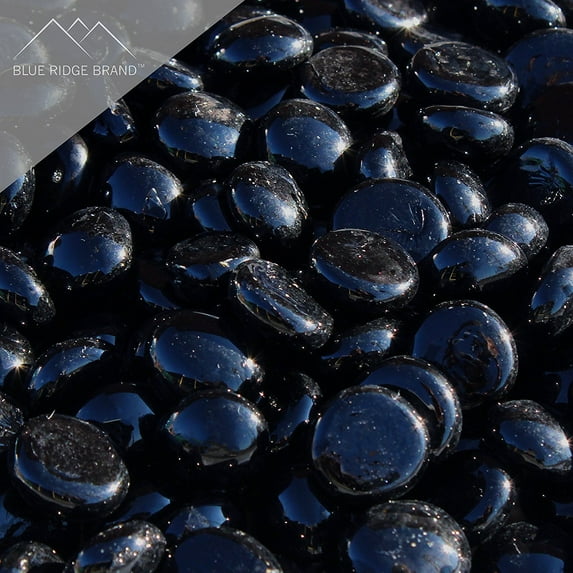 Fire Pit Glass - Black Reflective Fire Glass Beads 3/4" - Reflective Fire Pit Glass Rocks - Blue Ridge Brand™ Reflective Glass Beads for Fireplace and Landscaping