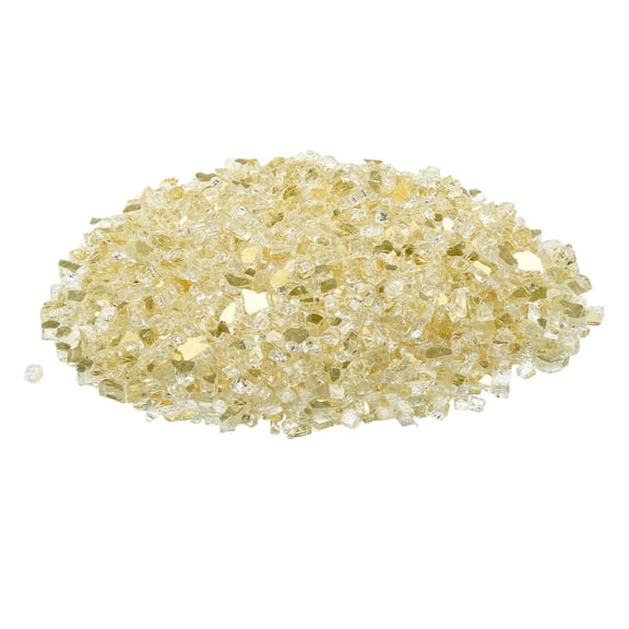 Fire Pit Glass Rocks, 10 LBS Gold Reflective Fireplace Crystals, 1/2-Inch Smokeless High-Temperature Resistant Gems for Fire Pit Table & Landscaping