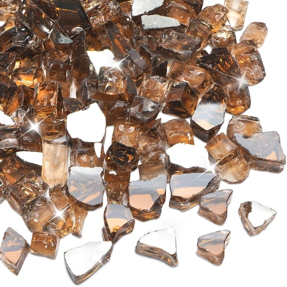 Fire Pit Glass Rocks 20 Pounds, Copper Fire Glass for Fire Pit, Fireplace and Outdoor Decorative. 1/4 Inch Reflective Fire Glass Beads