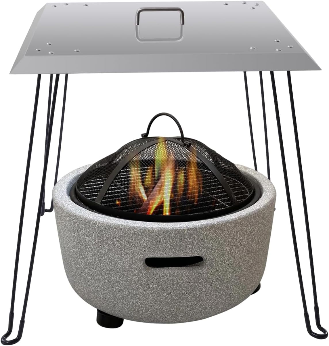 Fire Pit Heat Deflector, 24x24x24 Inch Stainless Steel Fire Pit Cover ...