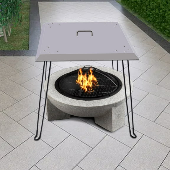Fire Pit Heat Deflector Outdoor Fire Pit Cover Stainless Steel Shield 26''X26''