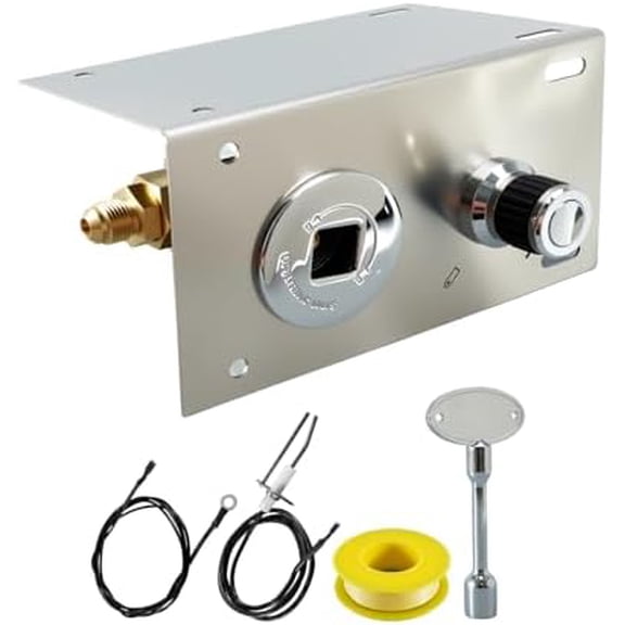 Fire Pit Ignition Kit with Push Button Spark Ignition,1/2" Shut-Off Valve & 3 Key, Fit for Propane & Natural Gas, Outdoor Burner Replacement Parts for Outdoor Fire Pit Braziers Fire Tables