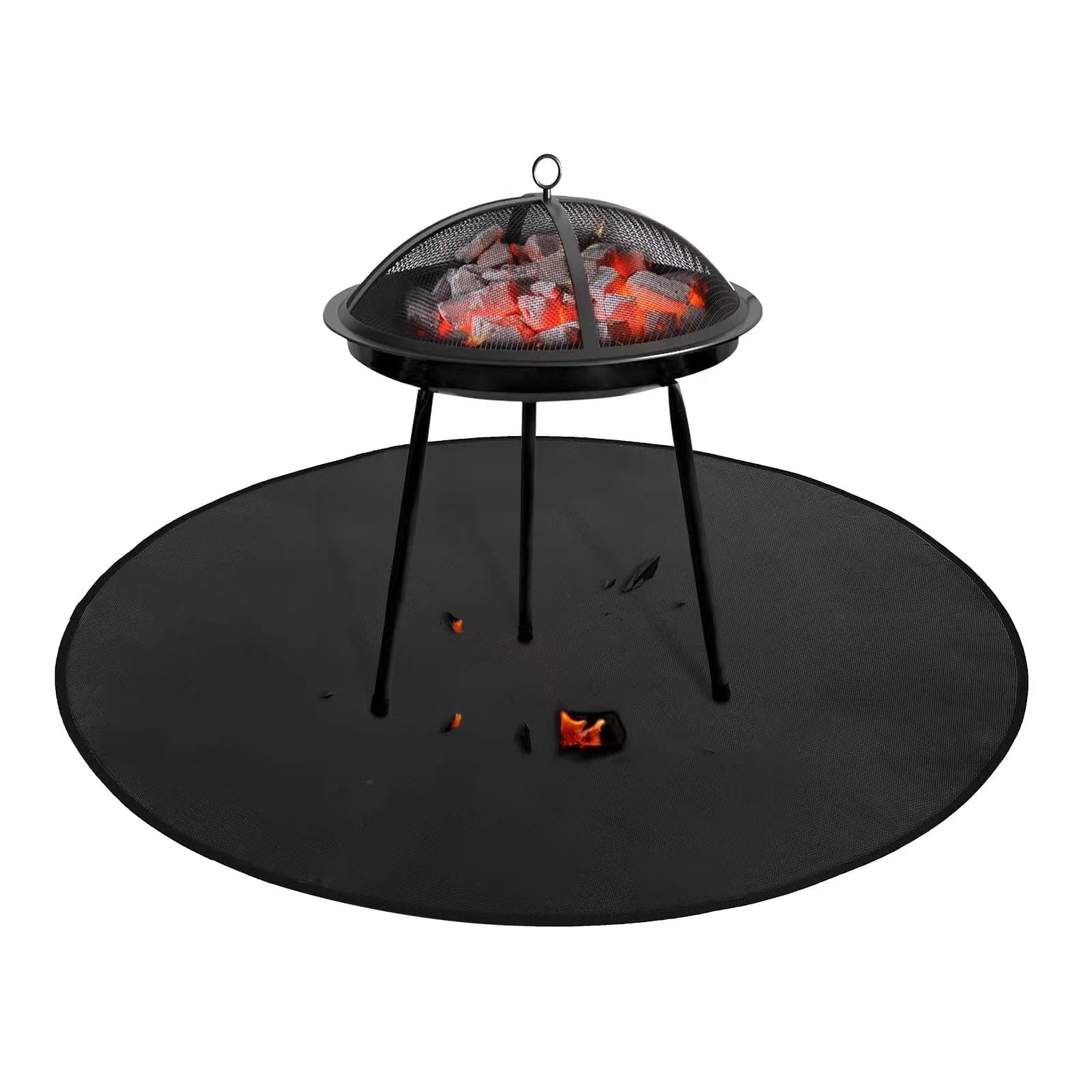Fire Pit Mat 48 inch Round Under Grill Mat, Fireproof Mat for Under Fire Pit, Fireproof Deck and Patio Protector Mat, Double-Sided Fireproof Mat for BBQ Grill, Oil-Proof Waterproof