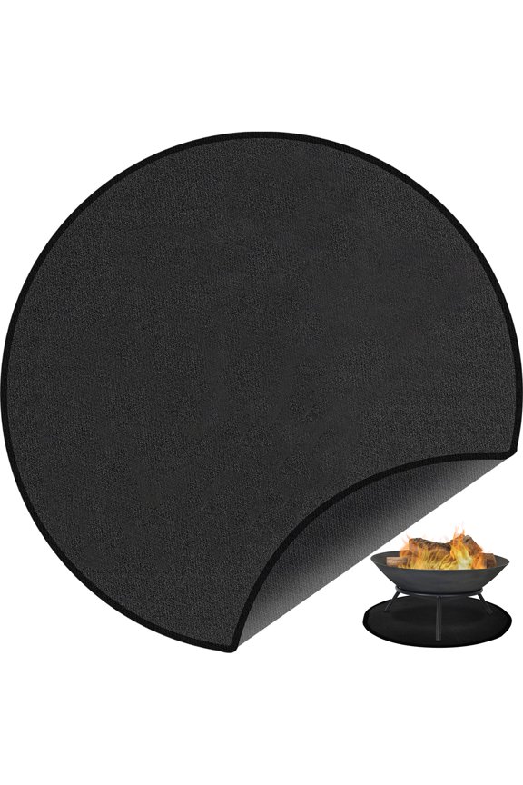 Fire Pit Mat Blcak Round Stove Fire Mat Fireproof 3-Layered Thicken Ember Mat Reusbable Grill Deck Protector Waterproof Grill Pad Mat Fire Pit Heat Pad for Outdoor BBQ Deck Floor Lawn 36Inch