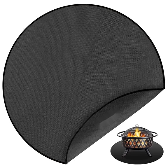 Fire Pit Mat for Deck and Patio, 3-Layer Silicone Fireproof Grill Mat, Waterproof & Oil-Proof Ember Protector for Outdoor Grilling and Camping, Round & Rectangular Protective Floor Mat