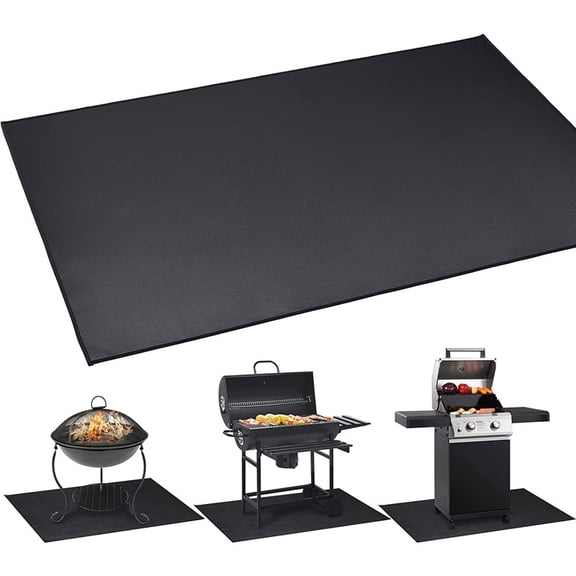 Fire Pit Mat for Deck and Patio, 3-Layer Silicone Fireproof Grill Mat, Waterproof & Oil-Proof Ember Protector for Outdoor Grilling and Camping, Round & Rectangular Protective Floor Mat
