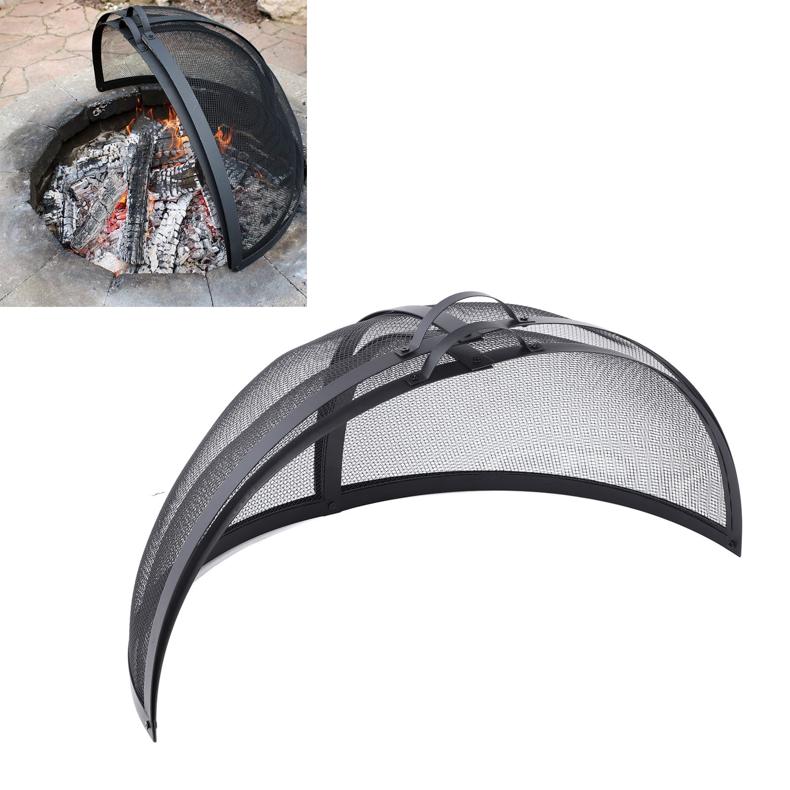 Fire Pit Mesh Screen, 36 Inch Hinge Connection Spark Screen Cover