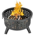 thumbnail image 1 of Fire Pit for Outside, 26" Outdoor Round Metal Fire Pit, Wood Burning BBQ Grill Fire Pit Bowl with Spark Screen, Poker, Backyard Patio Garden Bonfire Fire Pit for Camping, Heating, Picnic, L6239, 1 of 10